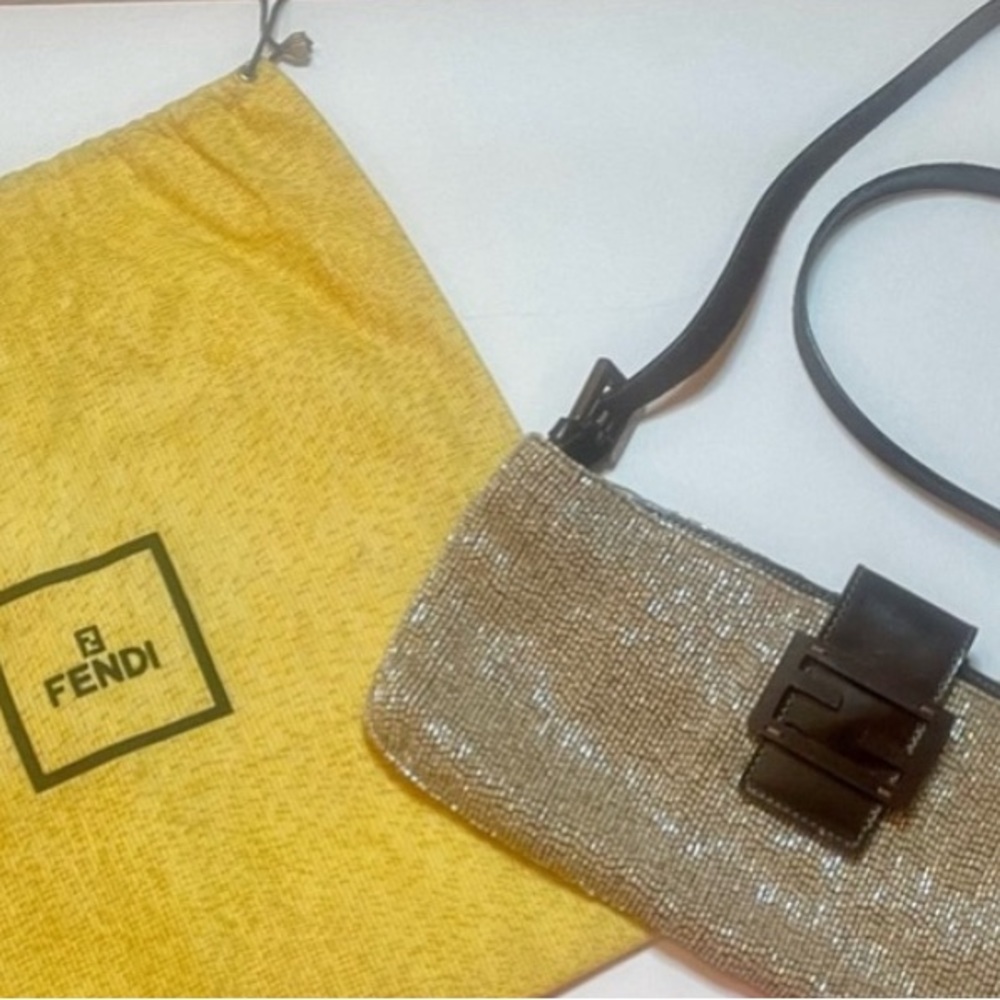 Vintage Fendi Beaded Baguette in Champagne